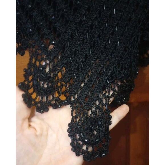 NWT St. John Evening Crocheted Capelet Sz PS Black Beaded $345 Shawl - Picture 6 of 8